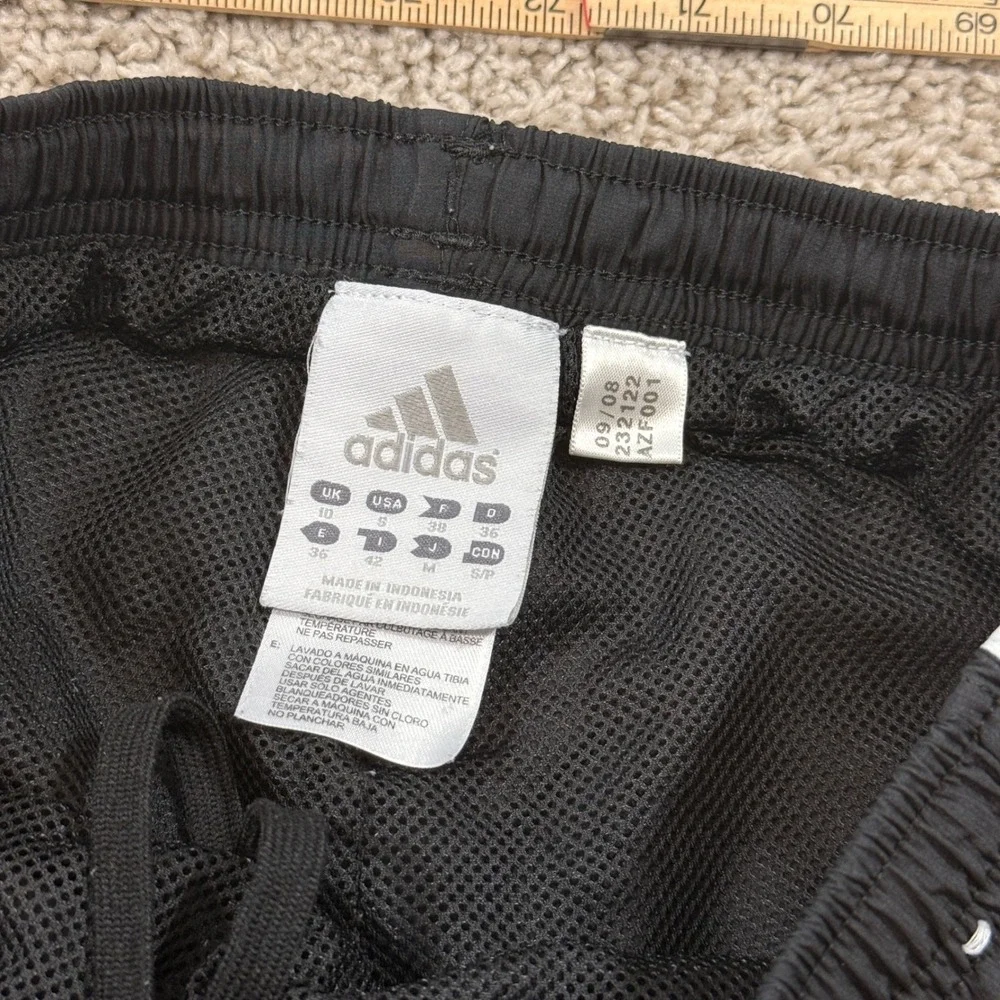 Adidas Track Pants Mens Small Black Good 3-Stripe Mesh Lined Windbreaker AZF001